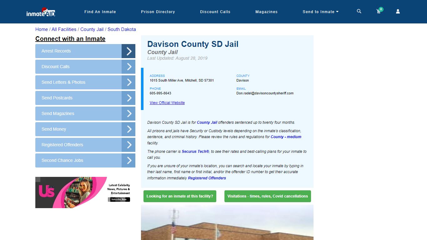 Davison County SD Jail - Inmate Locator - Mitchell, SD